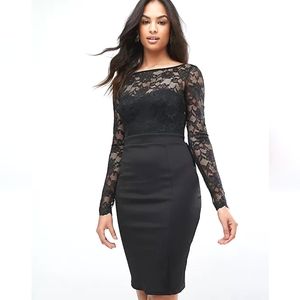 NWT City Goddess London Black Lace Little Black Midi Dress Size 4